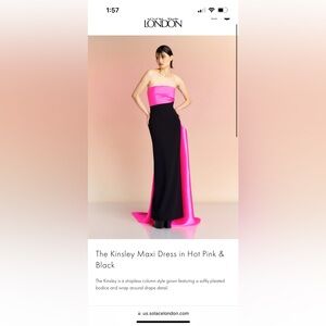 Solace London gown -Kinsley Maxi Dress black and hot pink